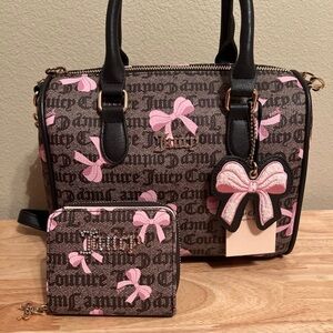 Juicy Couture Simply Sweet Pink Bow and Brown Satchel with Wallet